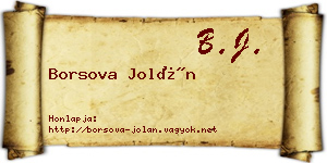 Borsova Jolán névjegykártya
